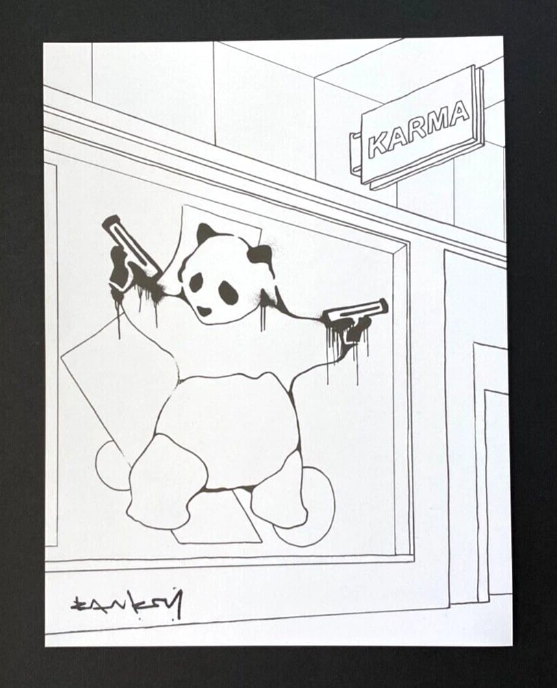 BANKSY + SIGNED "PANDA" PRINT FRAMED + COLLECTOR ITEM - 2
