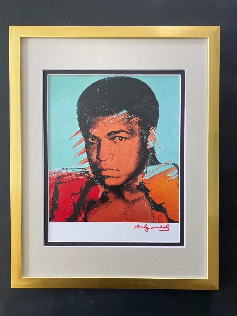 ANDY WARHOL + 1984 SIGNED MUHAMMAD ALI POP ART + FRAMED + READY TO HANG + BOXING (1 of 3)