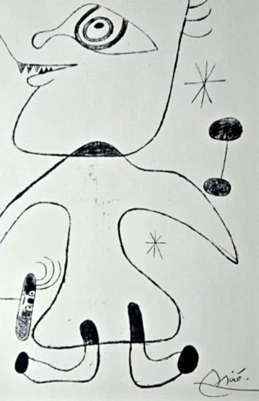 Joan Miro | Vintage 1958 Signed Colorful Print | Mounted and Framed - 2