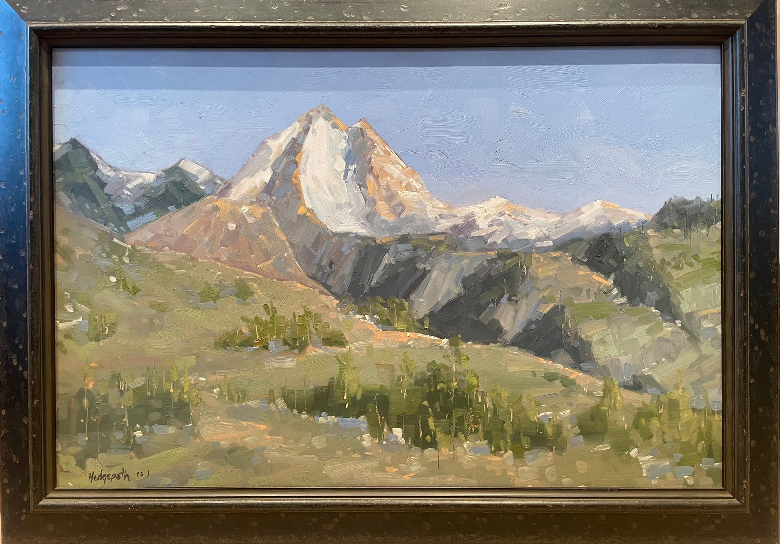 Untitled (Mountain Peak): Artist: Stephen HedgepethTitle:Untitled (Mountain Peak)Description: Oil on board. Stephen Hedgepeth is an American artist, primarily known for his oil paintings, particularly landscapes and