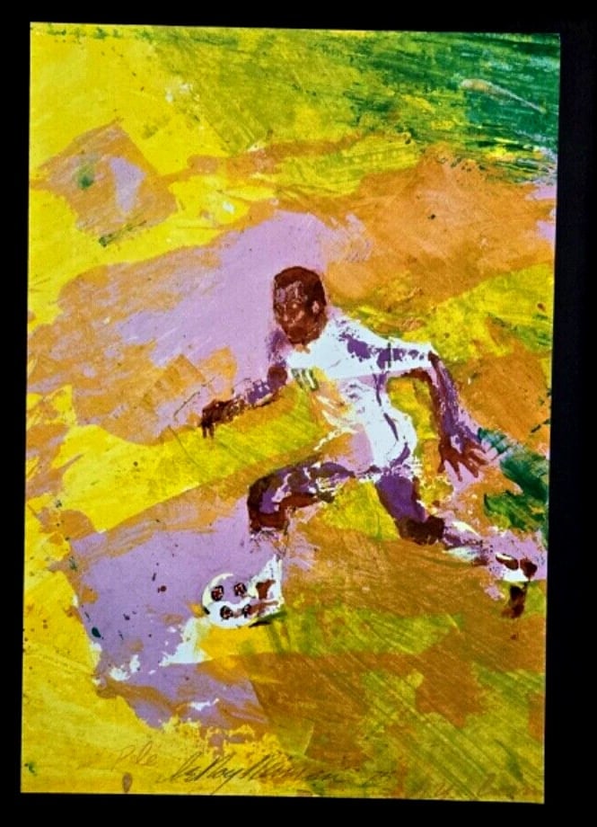 LEROY NEIMAN + SOCCER PELE NY COSMOS + 1980'S PLATE SIGNED PRINT FRAMED W+ - 2