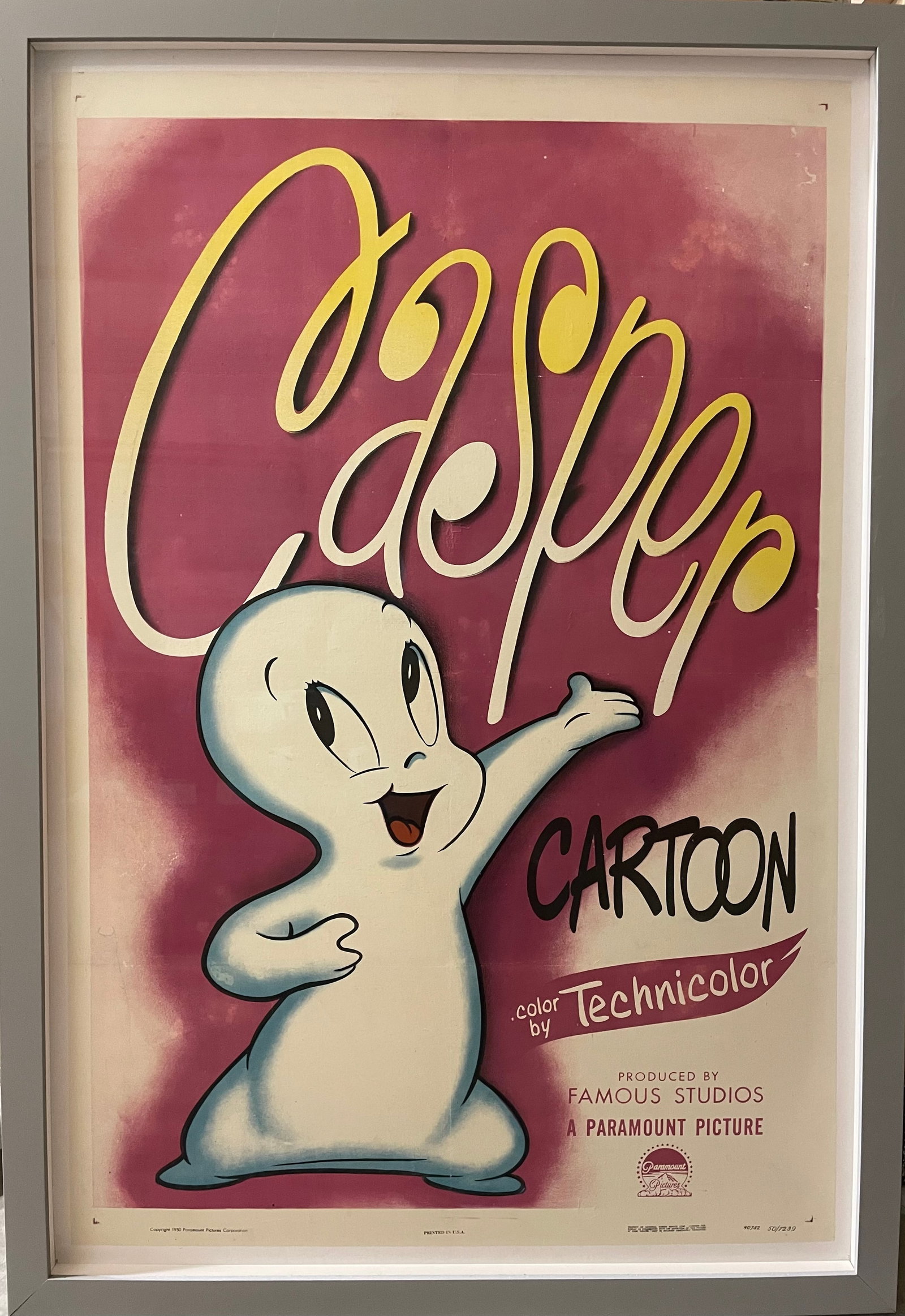 Casper the Ghost Cartoon Poster NSS lower right: 50/7239: Artist: CASPER movie poster produced by Paramount Picture Title:Casper the Ghost Cartoon Poster NSS lower right: 50/7239 Description: Original Vintage Casper the Friendly Ghost Cartoon Poster. The ori