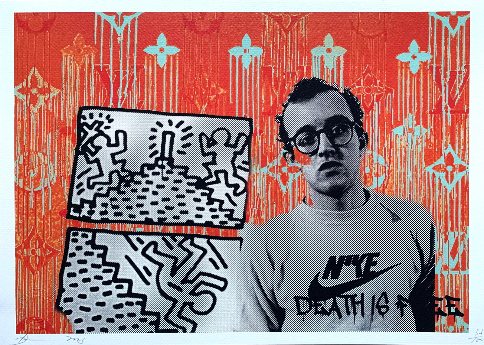 Death NYC Keith Haring LV: Title: Death NYC Keith Haring LV Date/Period:21st Century Date/Period: Materials:Giclee on Fine art 300 gsm paper Size:17 3/4 x 12 1/2 inches Description:Artist: Death NYC, limited edition giclee on p