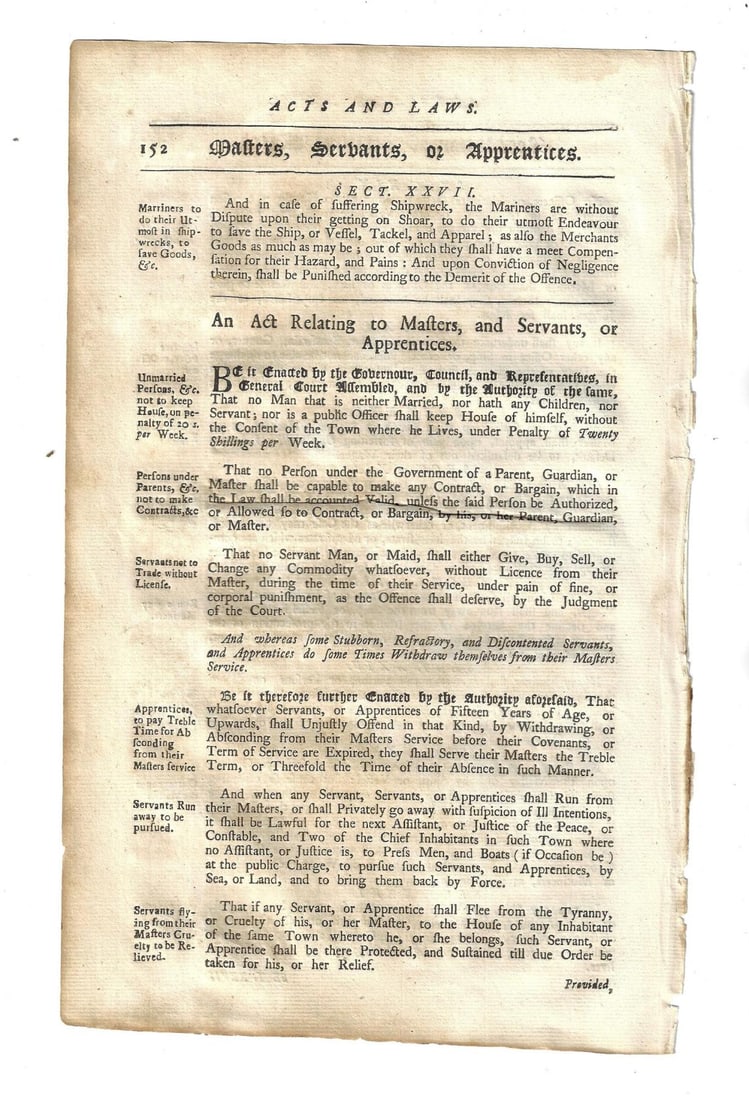 1750 Leaf Colonial Act Masters and Apprentices - 2