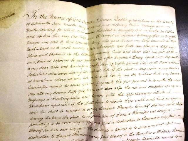 1798 Manuscript English Will of Iron Master - 2