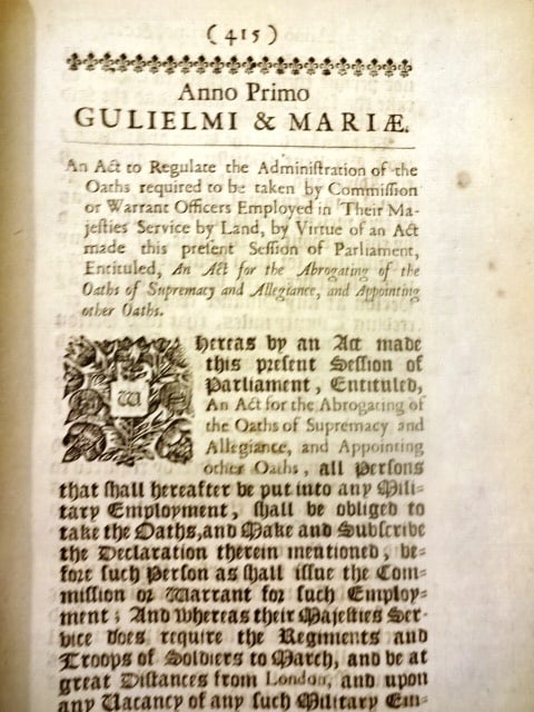 1689 English Act Oath of Supremacy - 2