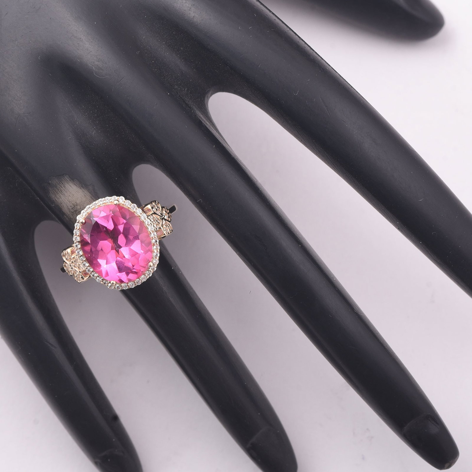 5.73 Ct Oval Pink Topaz 9K Gold Ring - 2