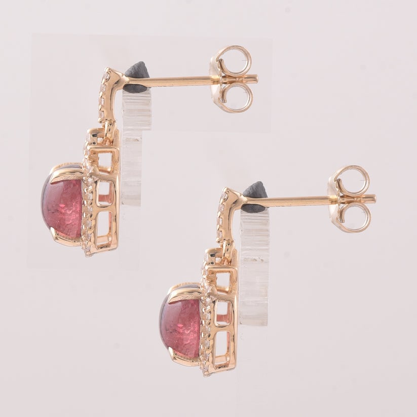 2.60 Ct Cushion Tourmaline 9K Gold Earrings - 3