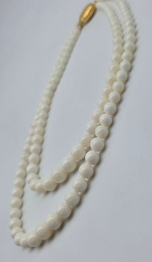 2-strand Misu coral necklace, 5 to 10 mm, with 925 silver clasp - 4