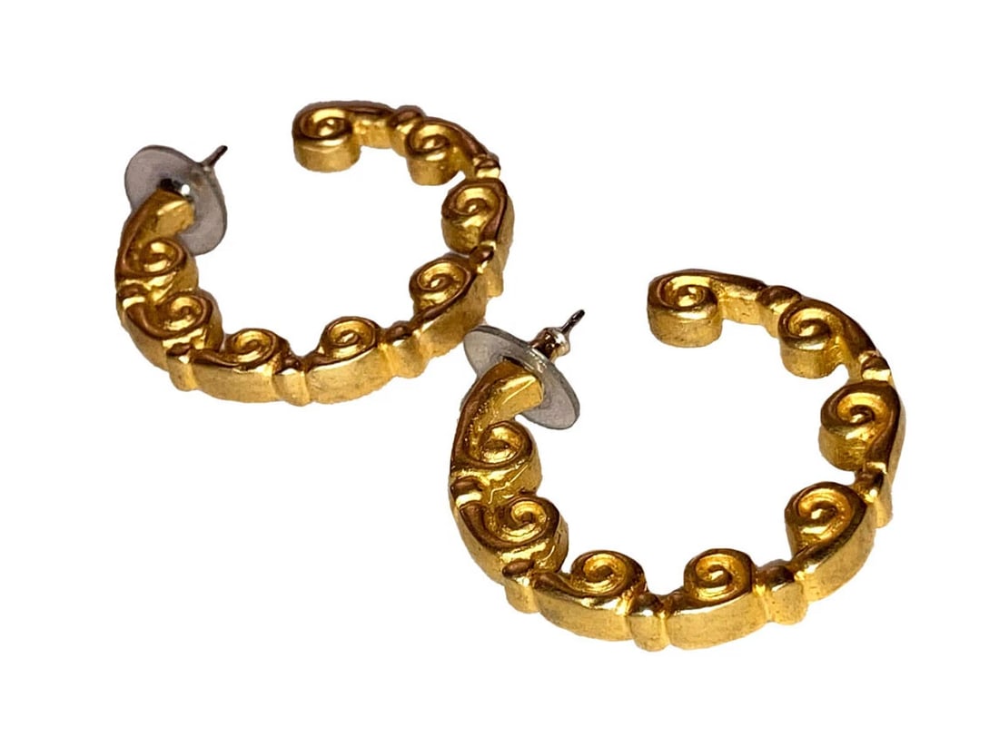Karl Lagerfeld Scrollwork Hoop Earrings - 5
