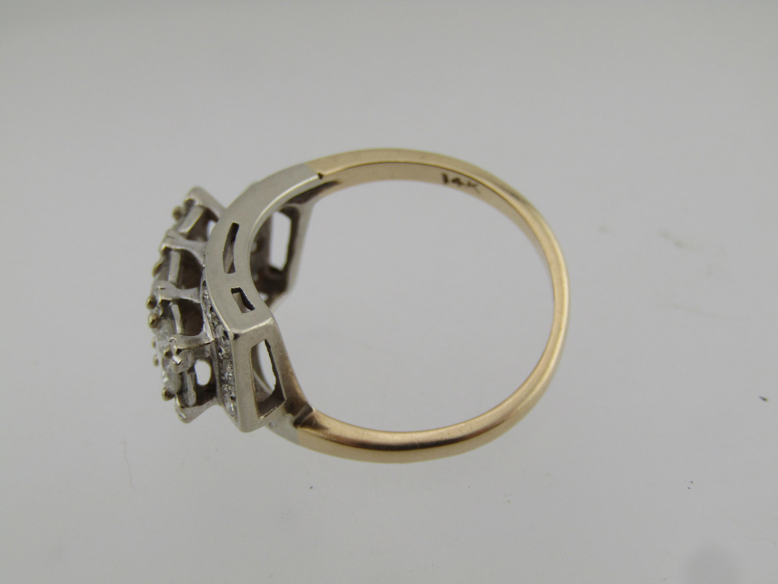 Vintage 14kt Diamond Deco Ring, Sz. 6.5, Estate, Early 1900's - 4