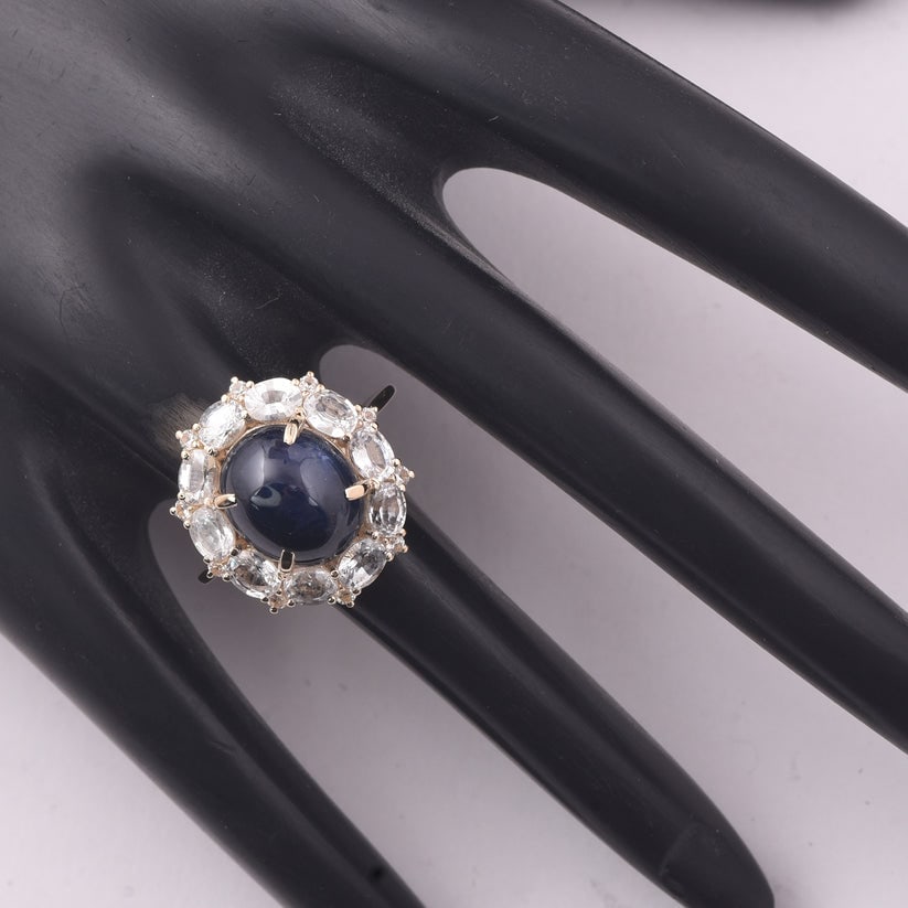 9.68 Ct Oval Sapphire 9K Gold Ring - 2