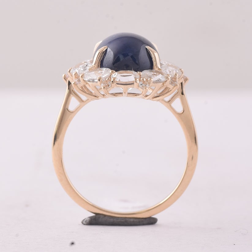 9.68 Ct Oval Sapphire 9K Gold Ring - 3