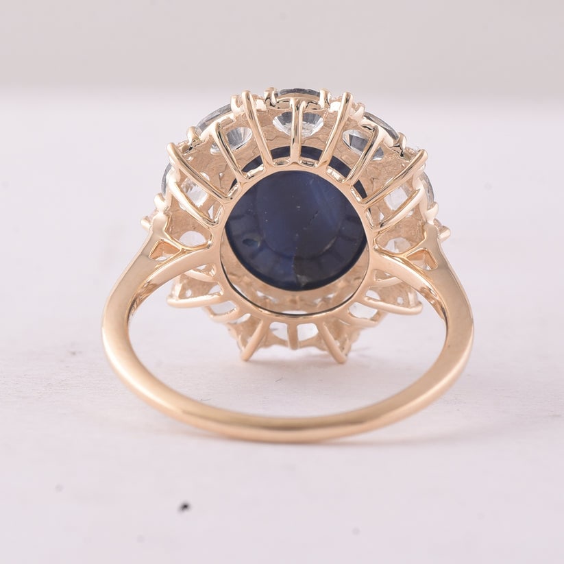 9.68 Ct Oval Sapphire 9K Gold Ring - 4