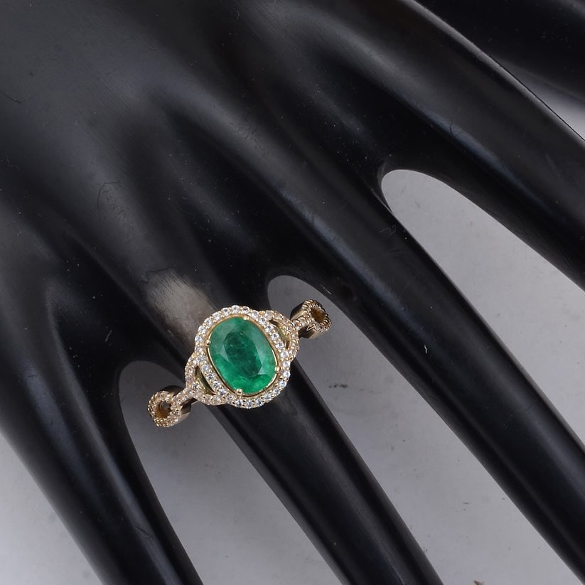 1.58 Ct Oval Emerald 9K Gold Ring - 2