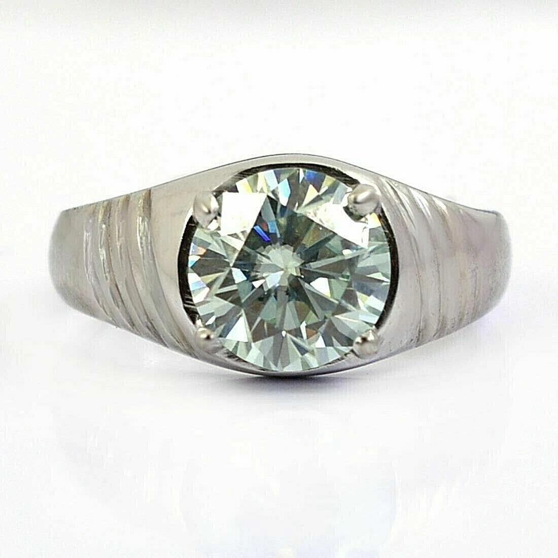 Hand Made Sterling Silver Solitaire Off White Diamond Ring 2.40 Cts (1 of 5)