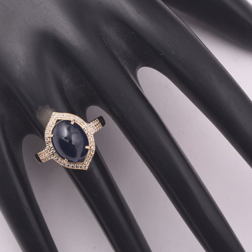 5.96 Ct Oval Sapphire 9K Gold Ring - 2