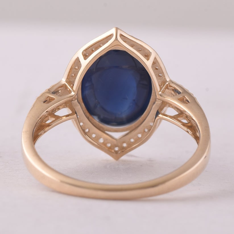 5.96 Ct Oval Sapphire 9K Gold Ring - 3
