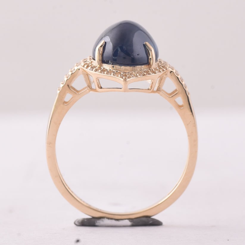 5.96 Ct Oval Sapphire 9K Gold Ring - 4