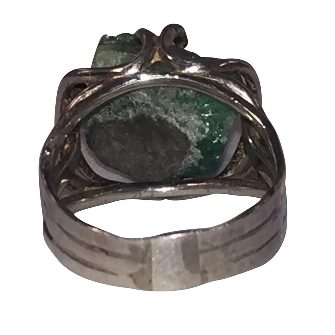Hand Made Sterling Emerald Nugget Ring - 5