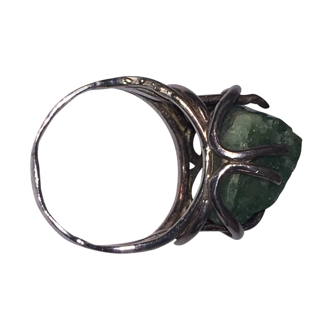 Hand Made Sterling Emerald Nugget Ring - 6