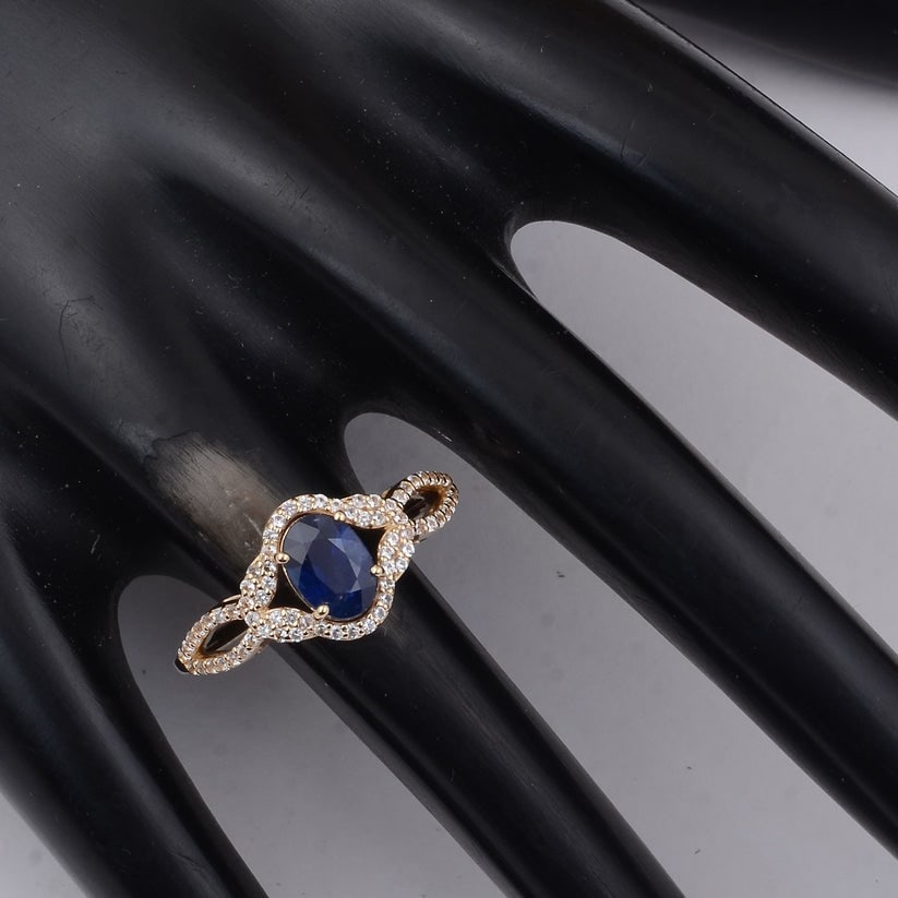 1.56 Ct Oval Sapphire 9K Gold Ring - 2