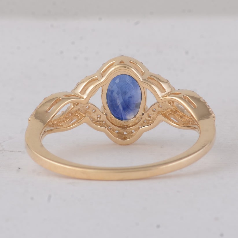 1.56 Ct Oval Sapphire 9K Gold Ring - 3