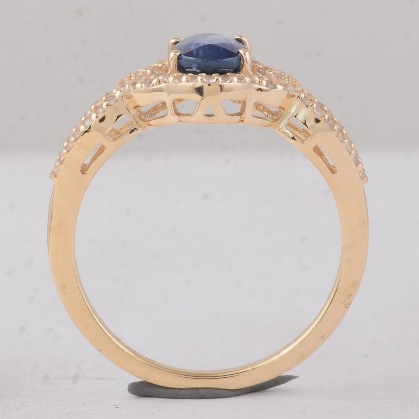 1.56 Ct Oval Sapphire 9K Gold Ring - 4