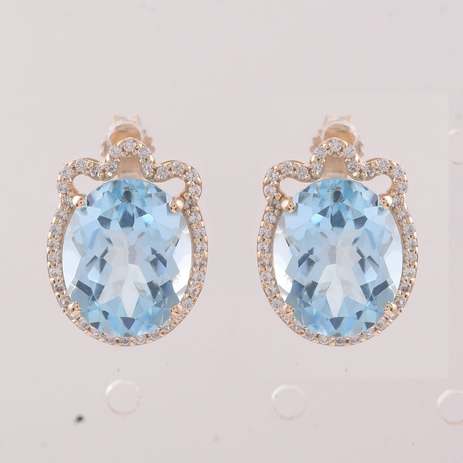 9.24 Ct Oval Blue Topaz 9K Gold Earrings (1 of 4)