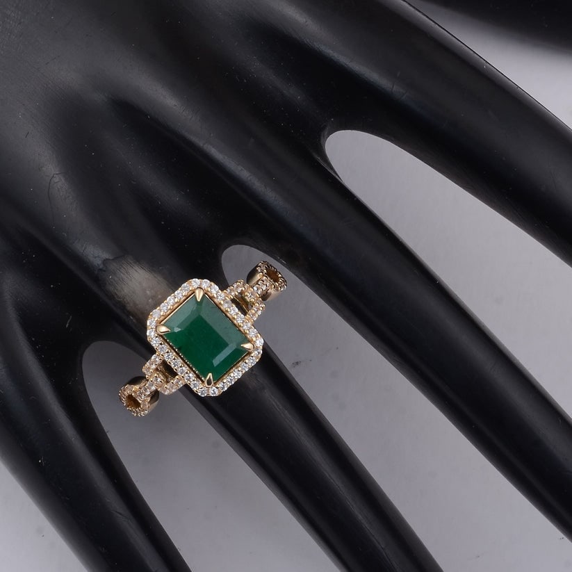 1.88 Ct Octagon Emerald 9K Gold Ring - 2