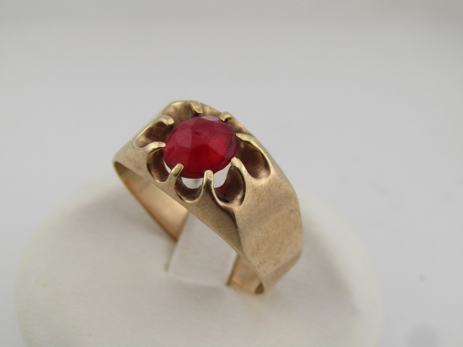 Vintage 10kt Red Stone Men's Ring, Sz. 10, Early 1900's - 2