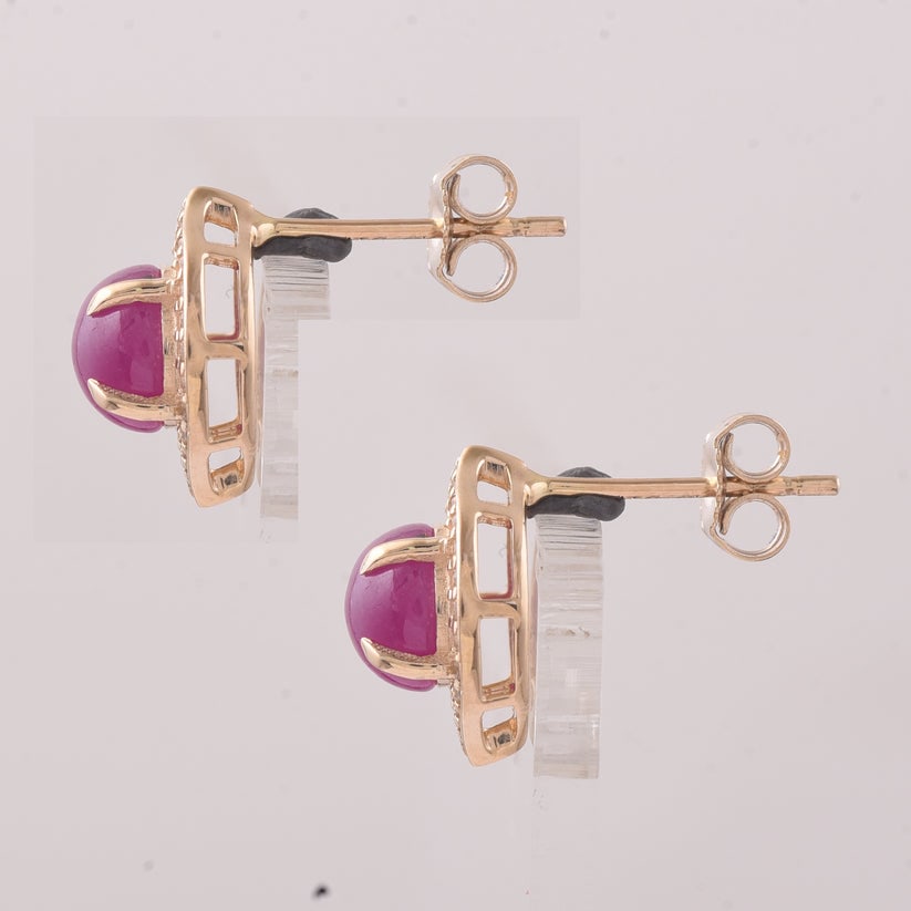 2.91 Ct Round Ruby 9K Gold Earrings - 4