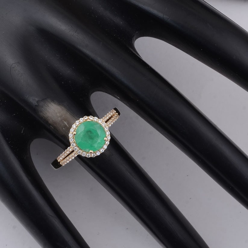 1.58 Ct Round Emerald 9K Gold Ring - 2