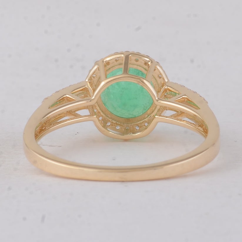 1.58 Ct Round Emerald 9K Gold Ring - 3