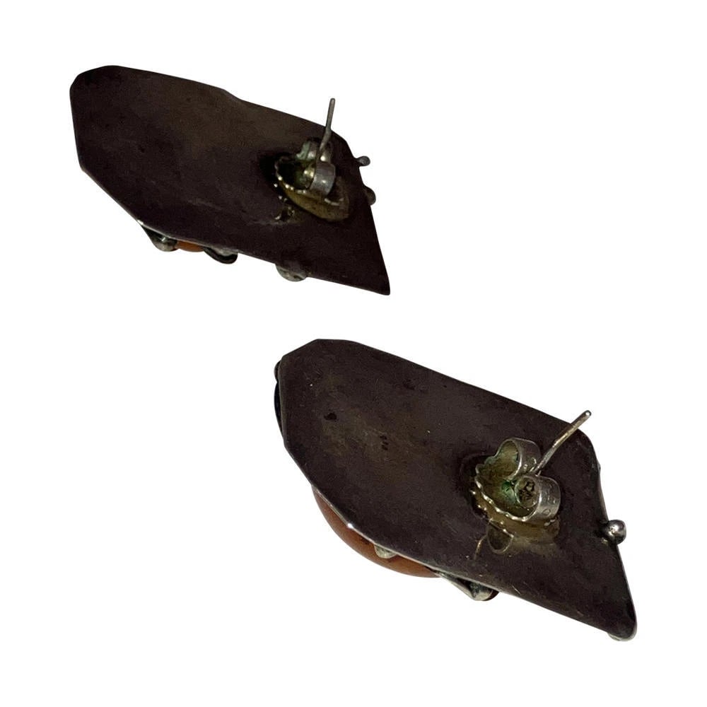 Sterling Silver Abstract Butterscotch Amber Earrings - 4