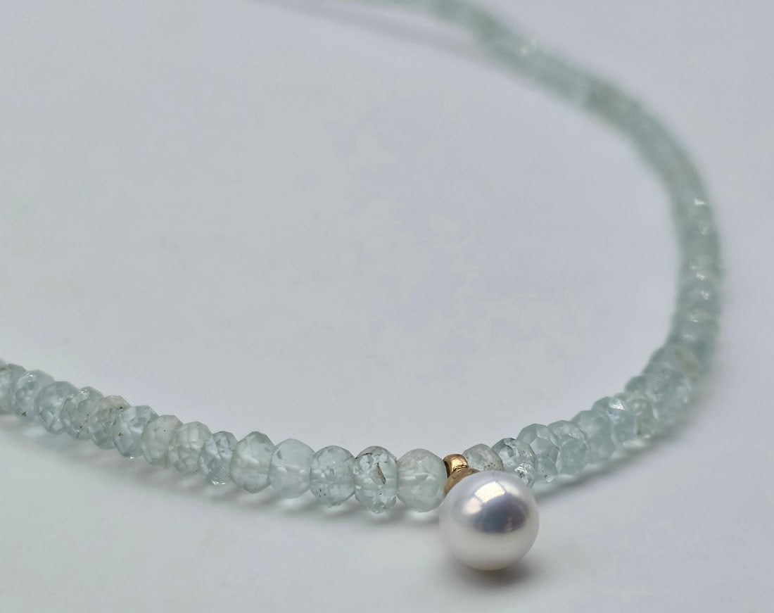 Aquamarine and Akoya pearl necklace - 4