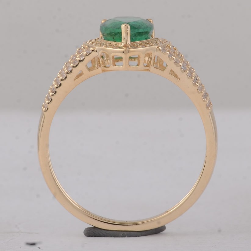 1.52 Ct Pear Emerald 9K Gold Ring - 4