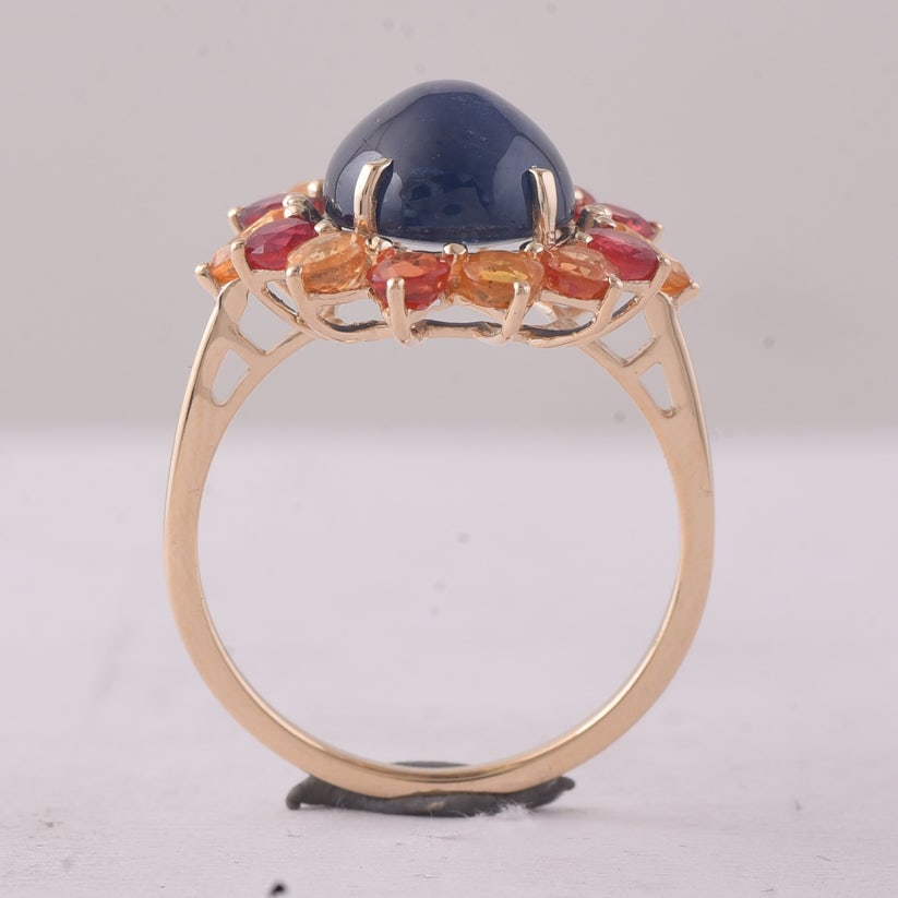 8.10 Ct Oval Sapphire 9K Gold Ring - 3