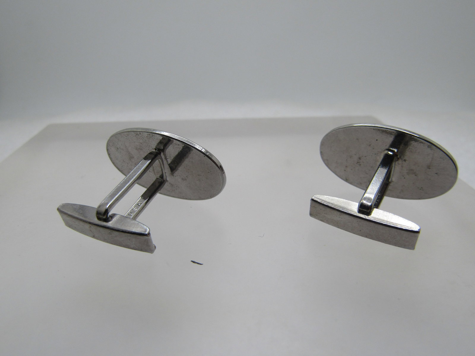 Vintage Harlequin Pattern Cufflinks, 1960's-1970's, Silver Tone - 4