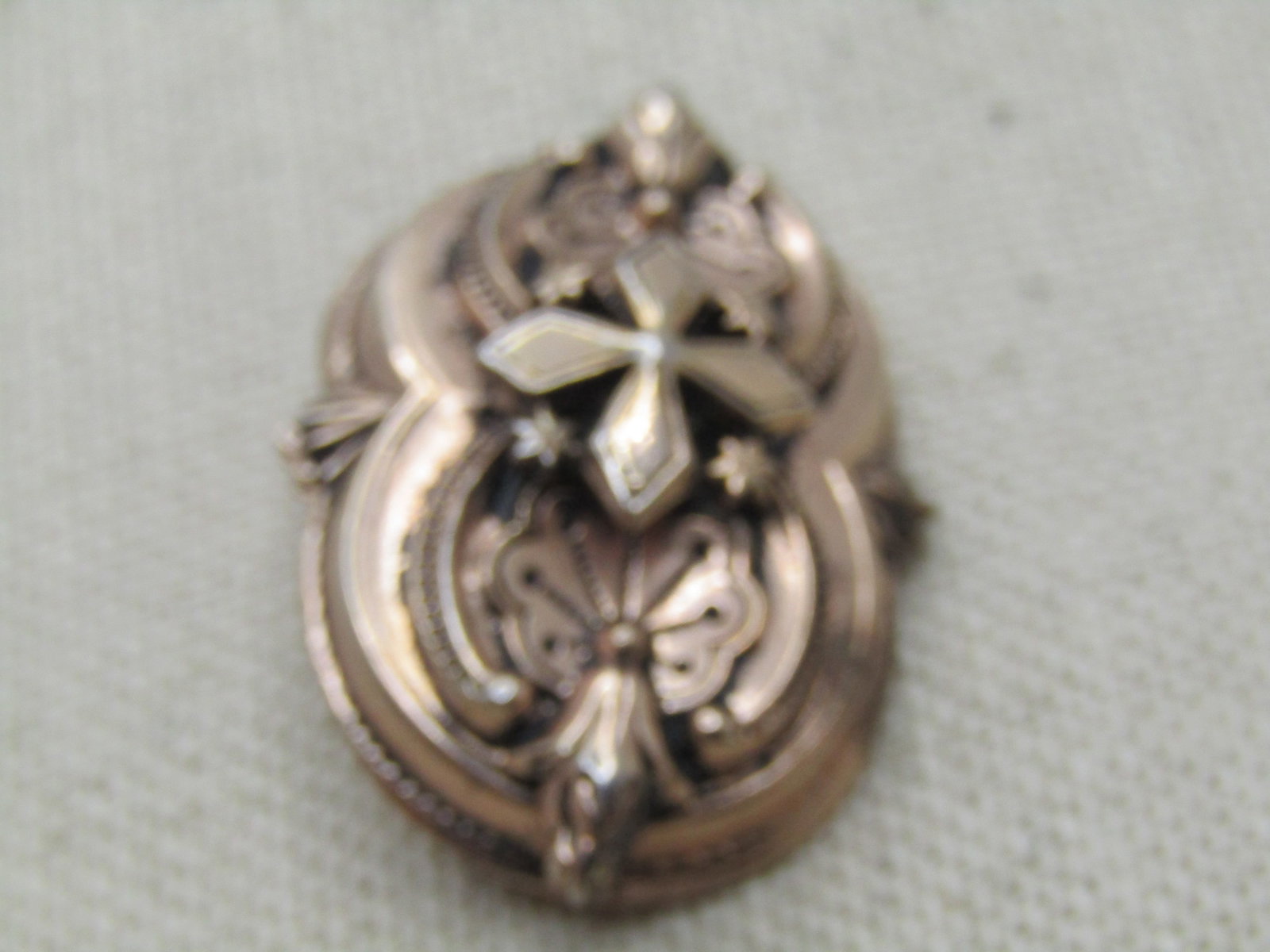 Vintage Ornate Cross & Floral Overlay Brooch, 1930's-1940's - 3