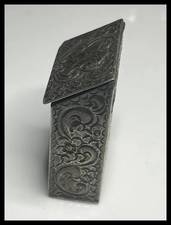 Vintage Ornate Matchstick Box Holder Engraved with the Letter "A" - 3
