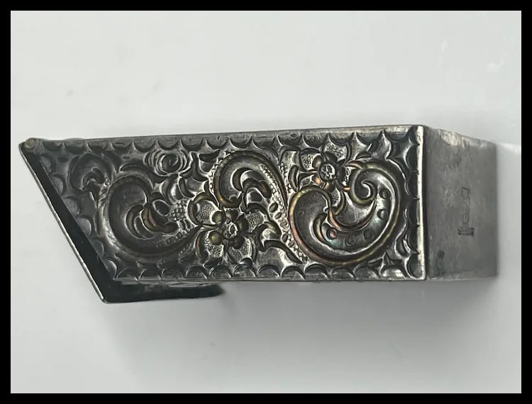 Vintage Ornate Matchstick Box Holder Engraved with the Letter "A" - 6