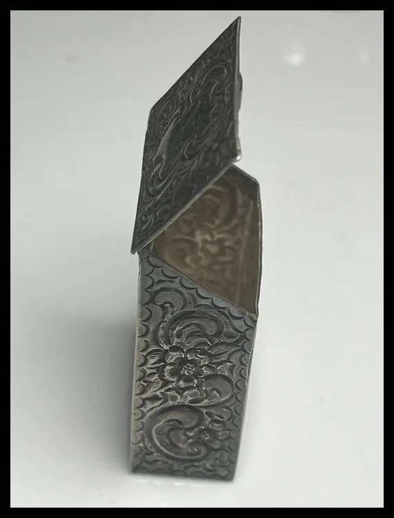 Vintage Ornate Matchstick Box Holder Engraved with the Letter "A" - 7