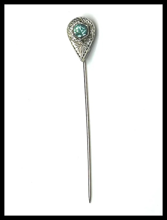 Vintage 14k White Gold Filigree Stickpin - 2