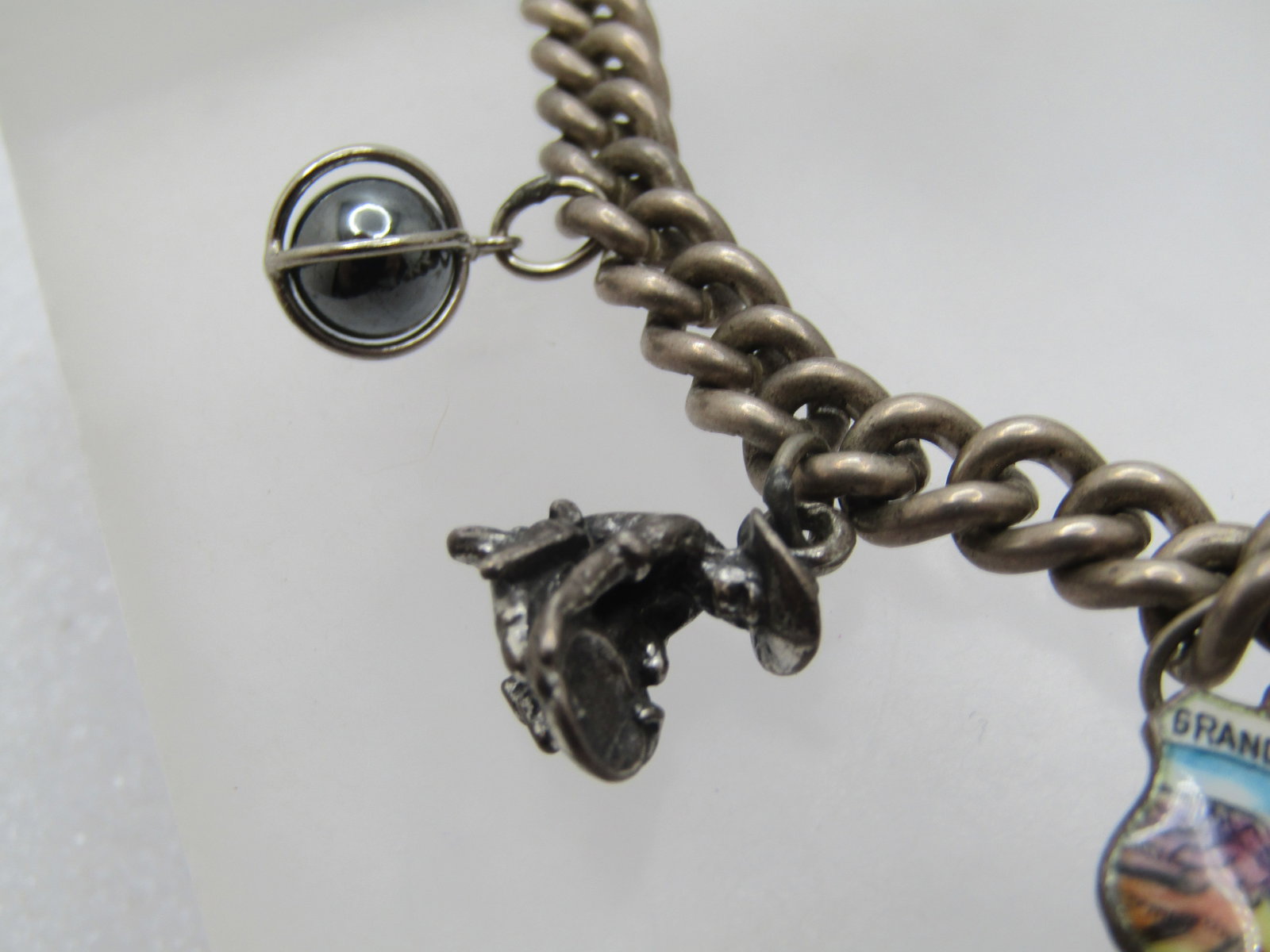 Vintage Sterling Charm Bracelet, Western Themed, 7.75" 1940's-1950's - 4