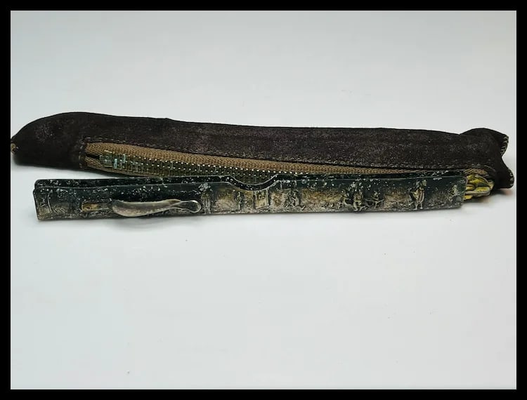 Vintage Silver Plate Scenic Comb Holder with Cover -No Comb - 7