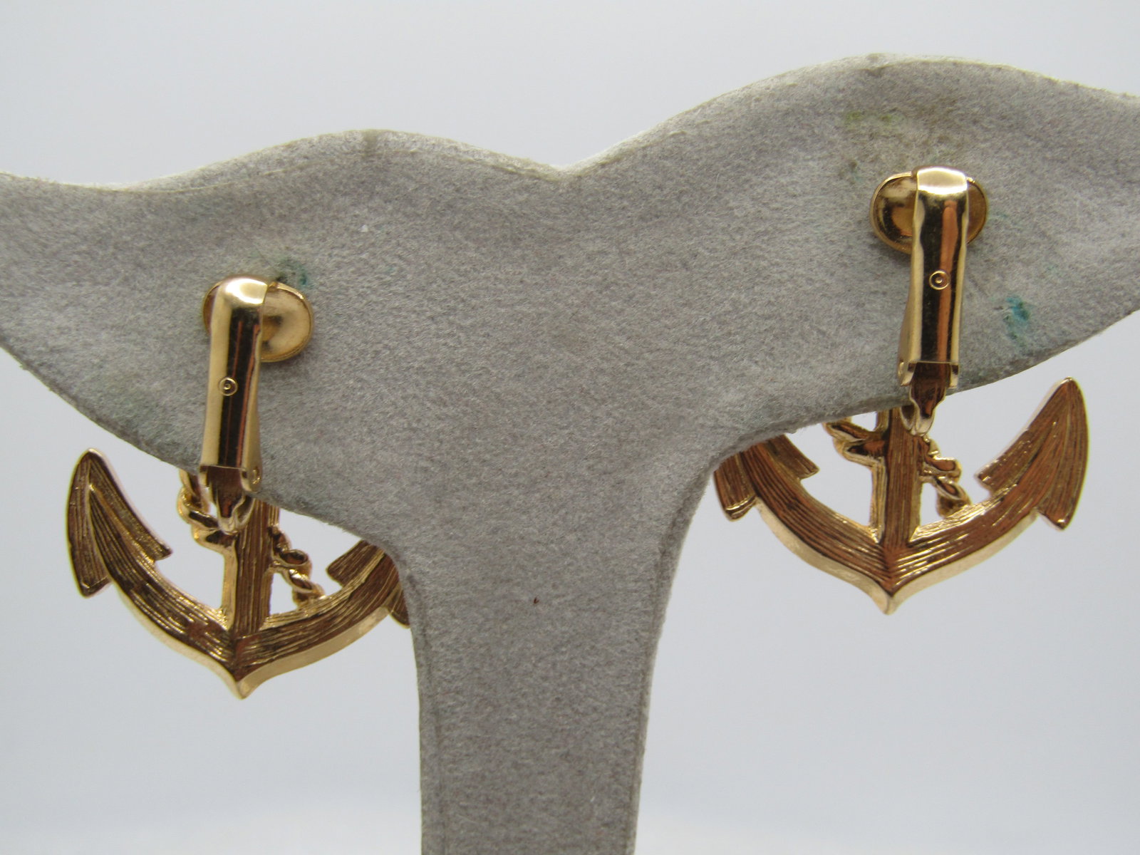 Vintage Red Enameled Anchor Earrings, Clip, 1960's-1970's - 4