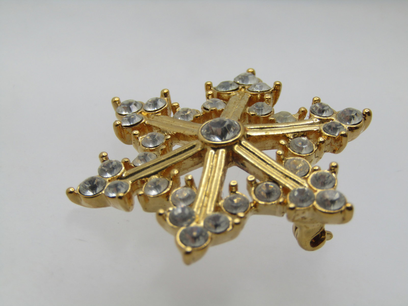 Vintage Rhinestone Snowflake Brooch, 1970's-1980's - 2