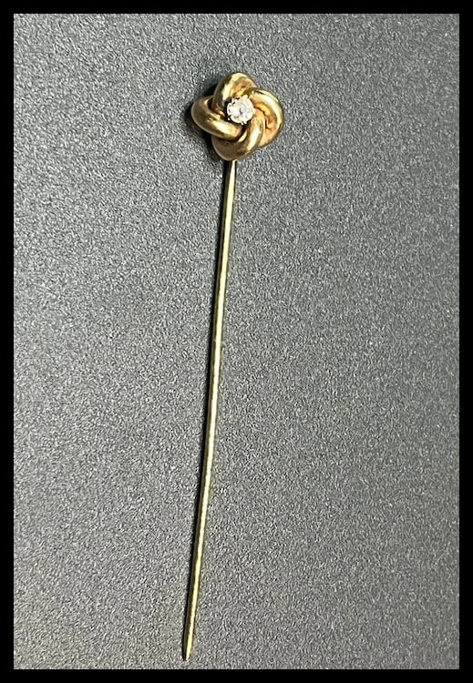 Vintage 10k Gold and Diamond Eternity Stickpin - 2
