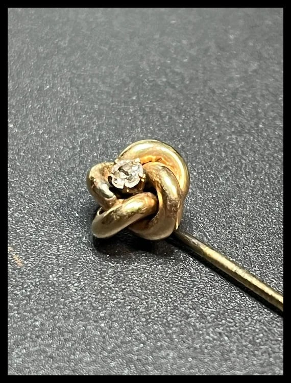 Vintage 10k Gold and Diamond Eternity Stickpin - 4